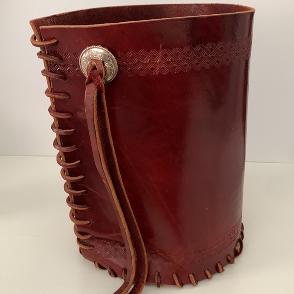 Handmade Western Inspired Leather Waste Basket/Storage